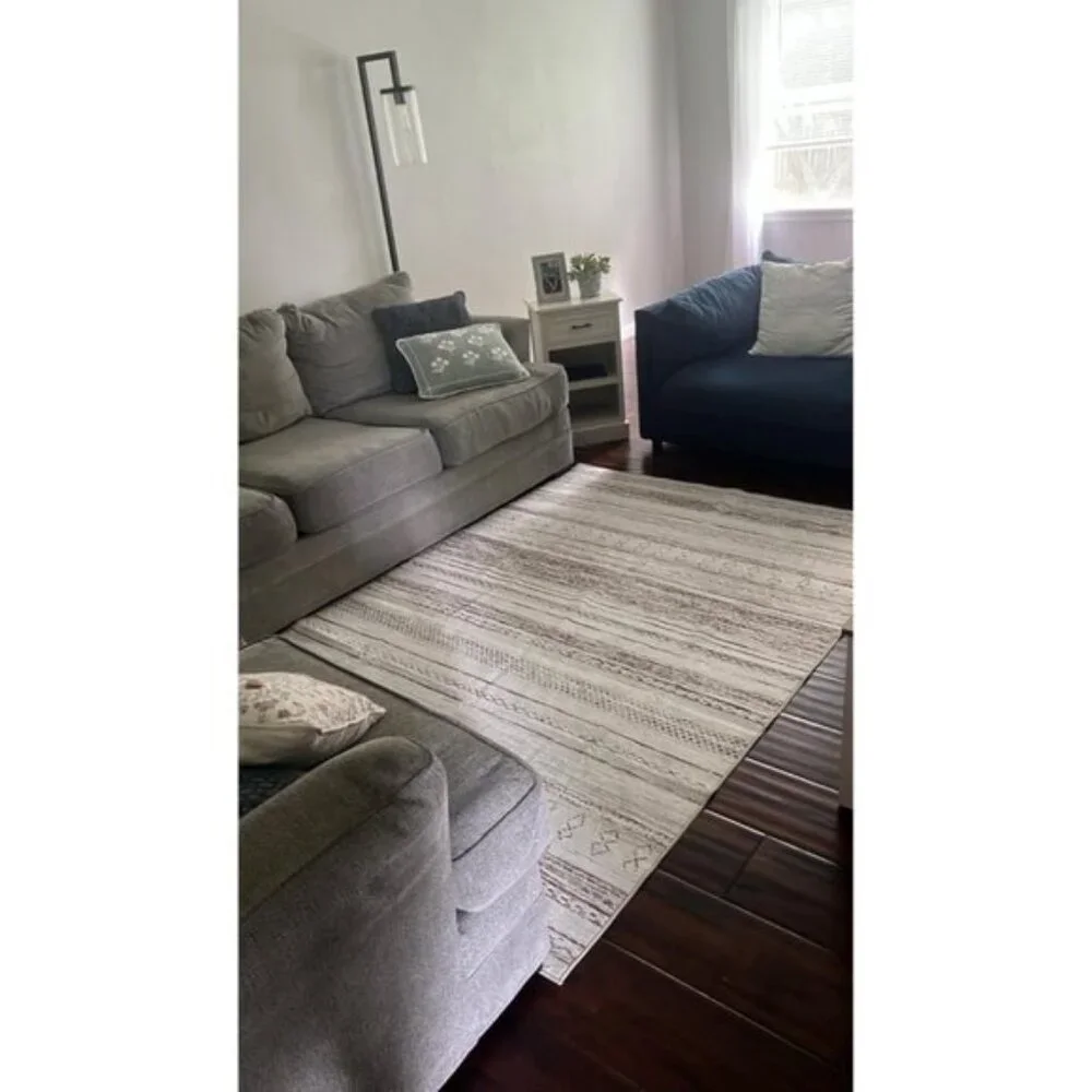 New 5x7 Cream Brown Boho Area Rug Washable Soft Carpet for Home & Room Decor